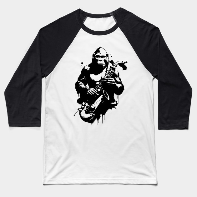gorilla plays saxophone Baseball T-Shirt by lkn